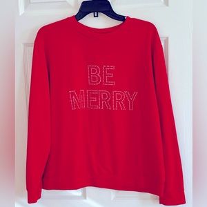 “Be Merry” Christmas Holiday Bling loungewear sweatshirt Fits like XL